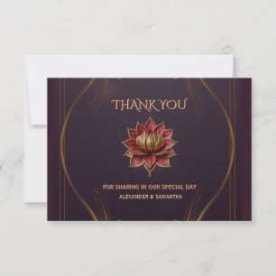 Carte de remerciement de mariage Plum Gothic Or