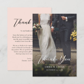 Carte de remerciement de mariage recto-verso avec 