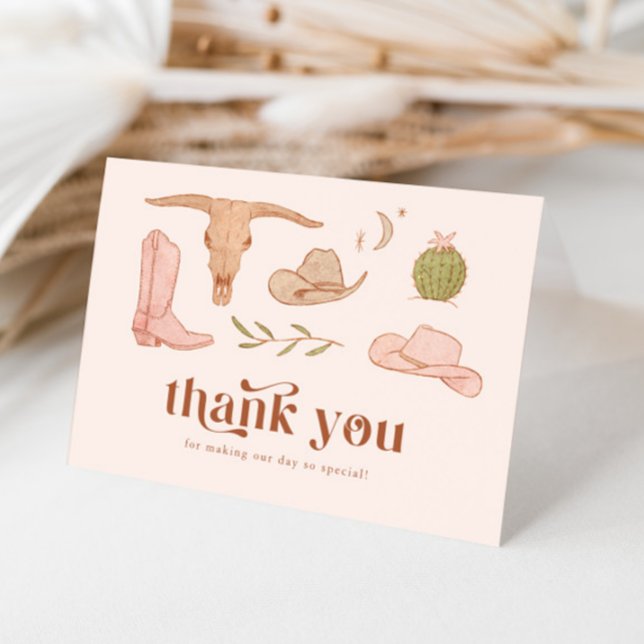 Carte de remerciement de mariage rose occidentale (Créateur téléchargé)