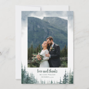 Carte de remerciement de mariage rustique avec enc