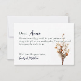 Carte de remerciement de mariage Rustique Bohème