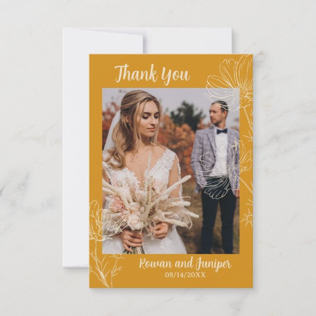 Carte de remerciement de mariage rustique boho Wil (Devant)