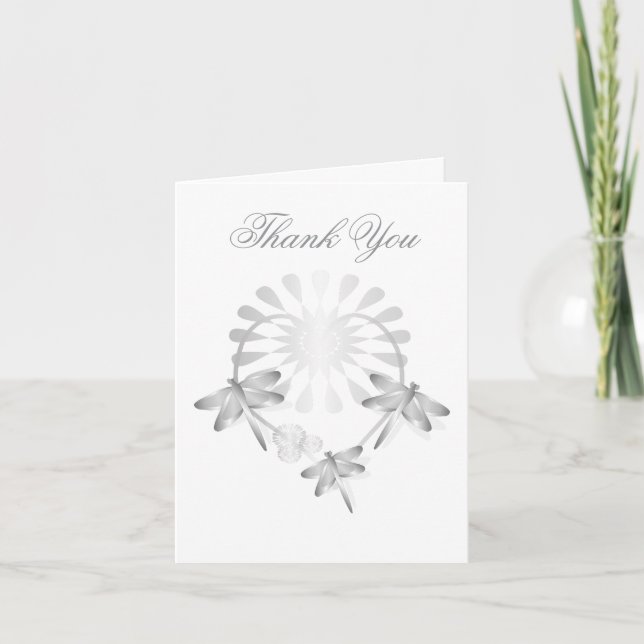 Carte de remerciement de mariage Silver Dragonflie (Devant)