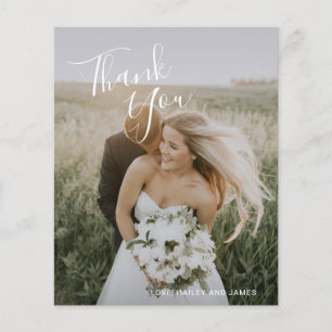 Carte de remerciement de mariage simple élégante a