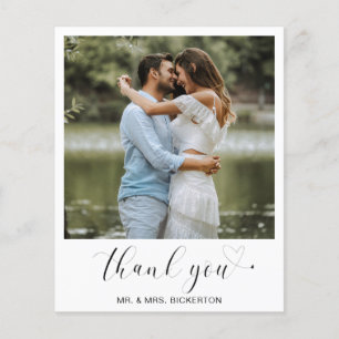 Carte de remerciement de mariage simple photo budg