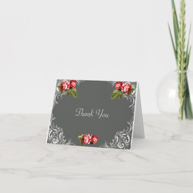 Carte de remerciement de mariage Tableau noir et R (Devant)