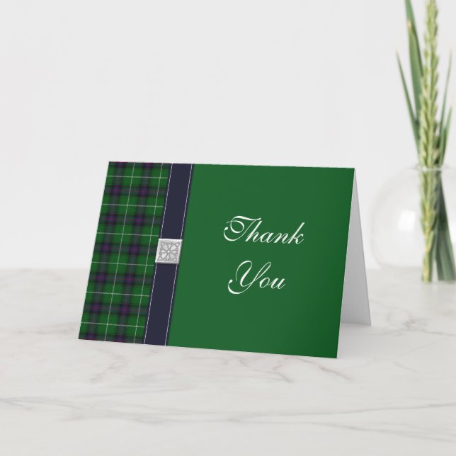 Carte de remerciement de mariage tartan (Devant)