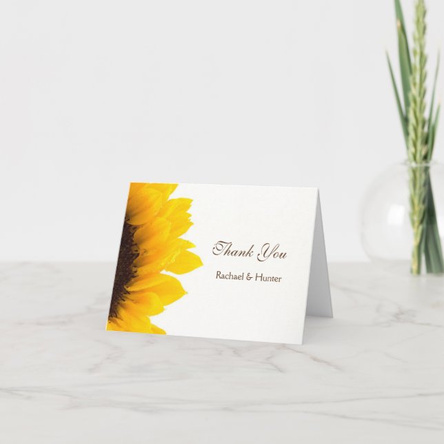 Carte de remerciement de mariage Tournesol Rustiqu (Devant)