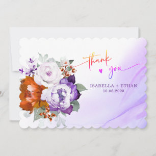 Carte de remerciement de mariage Violet et Orange