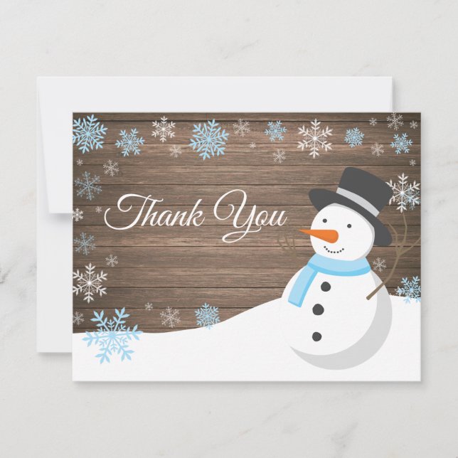 Carte de remerciement de Noël d'hiver Bonhomme de  (Devant)