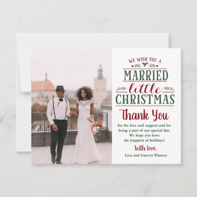 Carte de remerciement de Noël pour mariage (Devant)