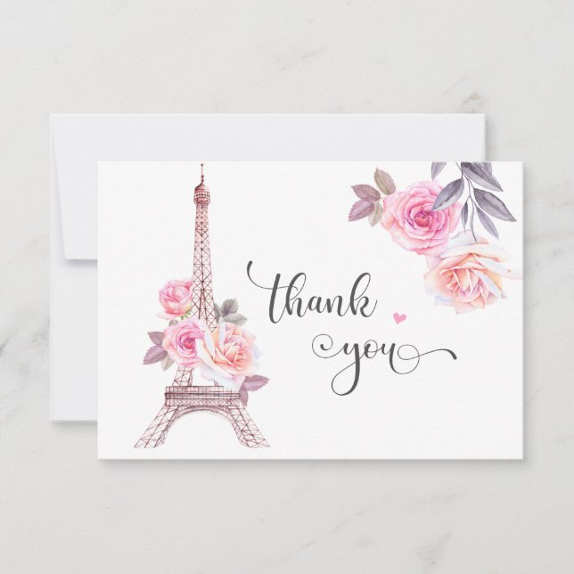 Carte de remerciement de Paris, Tour Eiffel floral (Devant)