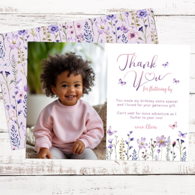 Carte de remerciement de photo d'anniversaire de f (Photo Thank You Card)