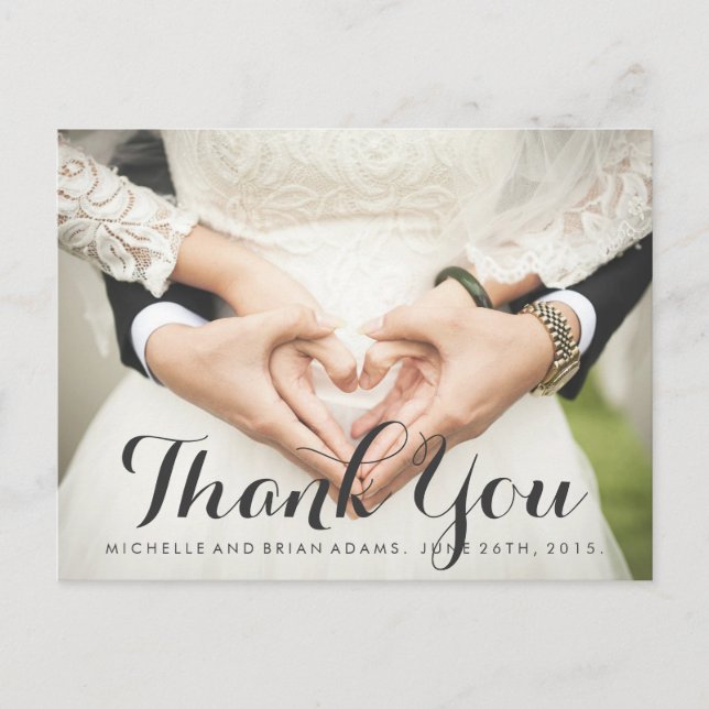 Carte de remerciement de photo de mariage (Devant)