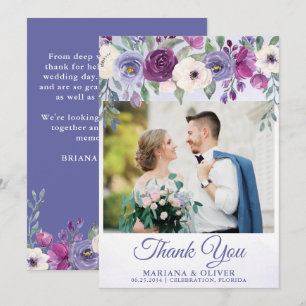 Carte de remerciement de photo de mariage Fleur vi