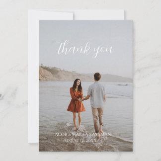 Carte de remerciement de photo de mariage minimali