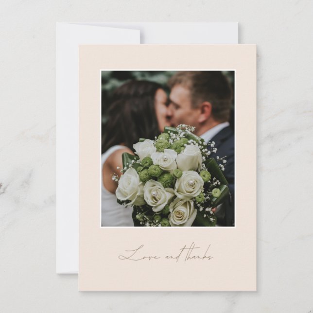 Carte de remerciement de photo de mariage Pêche et (Devant)