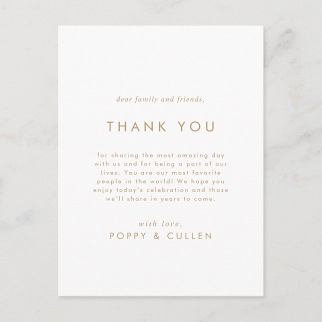 Carte de Remerciement de Réception en Typographie  (Devant)