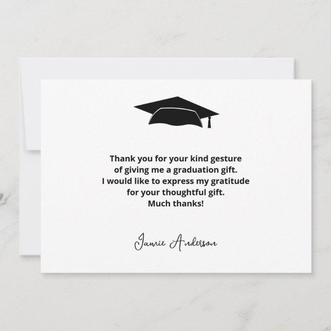 Carte de remerciement de remise de diplôme simple  (Dos)