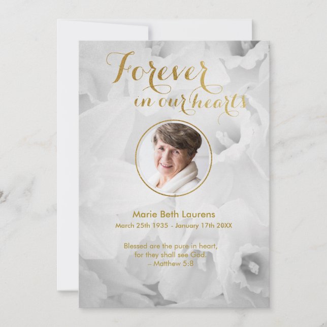 Carte de remerciement de sympathie Daffodils Gold  (Devant)