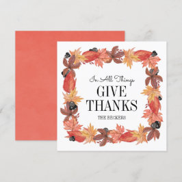Carte de remerciement de Thanksgiving pour feuille
