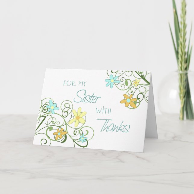 Carte de remerciement demoiselle d'honneur Fleurs  (Devant)