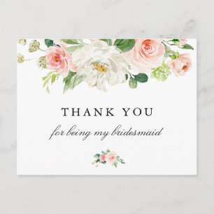 Carte de remerciement demoiselle d'honneur florale