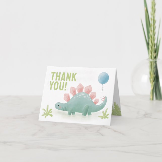 Carte de remerciement Dinosaure Ballon (Devant)