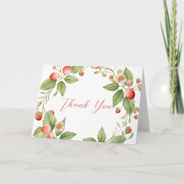 Carte de remerciement Douche aux fraises sucrées (Devant)