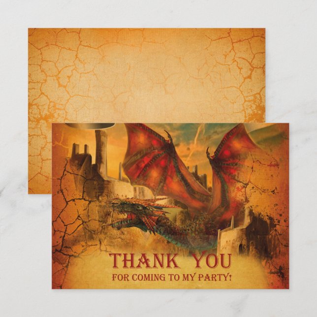 Carte de remerciement Dragon (Devant / Derrière)
