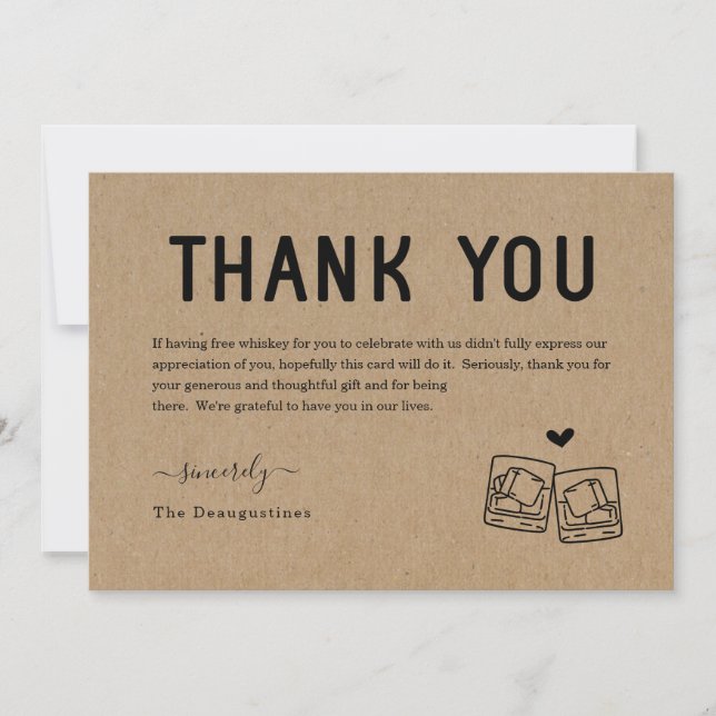 Carte de remerciement drôle de whisky gratuit (Devant)