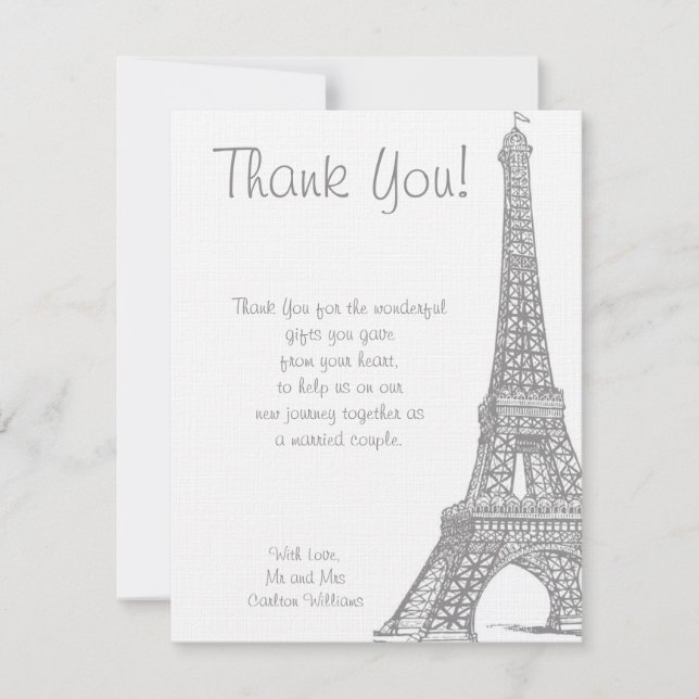 Carte de remerciement d'un appartement à Paris pou (Devant)