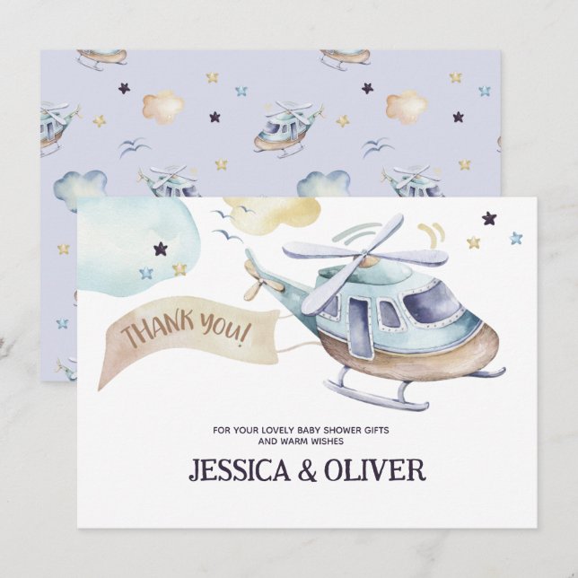 Carte de remerciement d'une fête d'hélicoptère à l (Devant / Derrière)