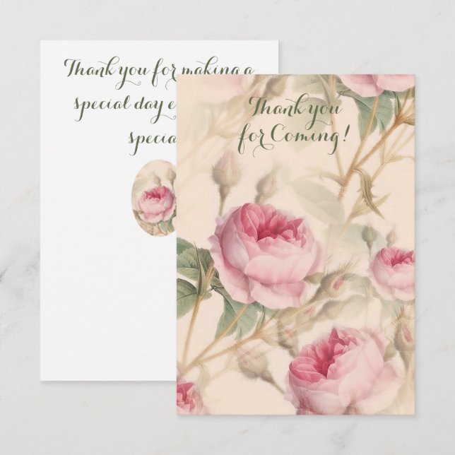 Carte de remerciement élégante à motif floral pour (Devant / Derrière)