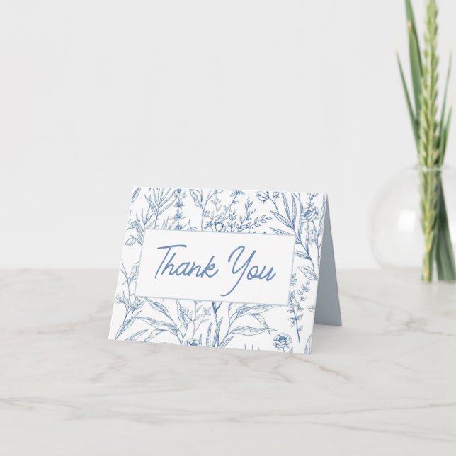 Carte de remerciement élégante à motif floral toil (Devant)
