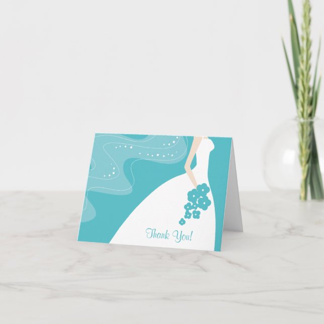 Carte de remerciement élégante pour la mariée grac (Devant)