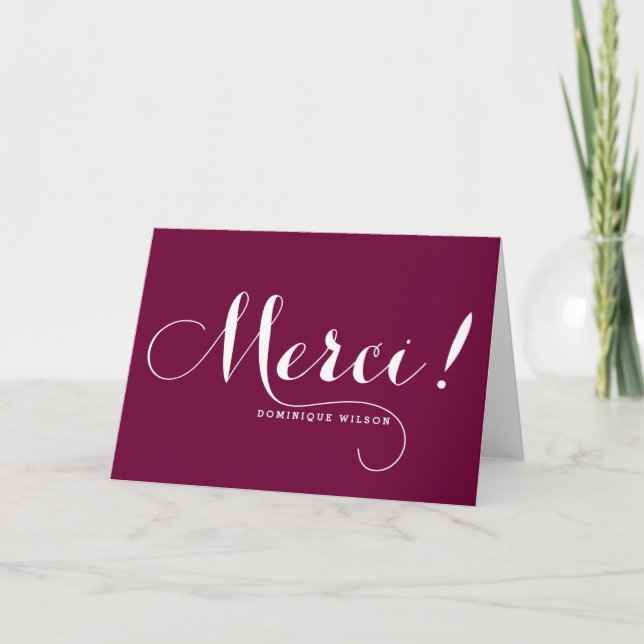 Carte de remerciement en calligraphie fantaisiste  (Devant)