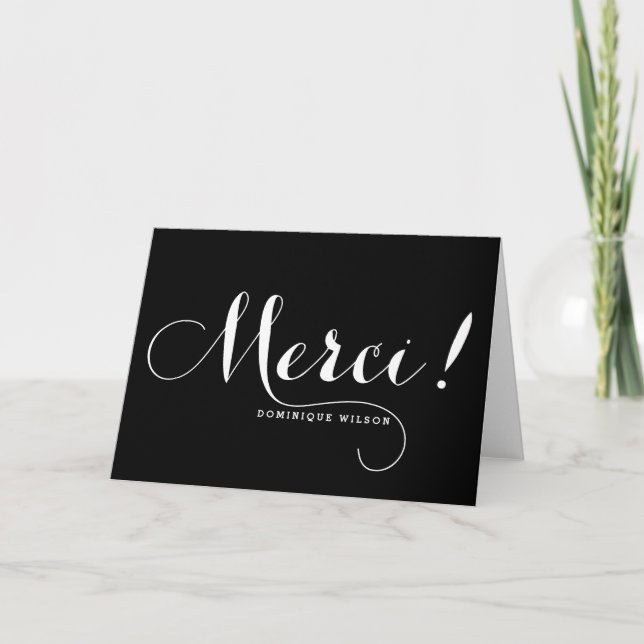 Carte de remerciement en calligraphie fantaisiste  (Devant)