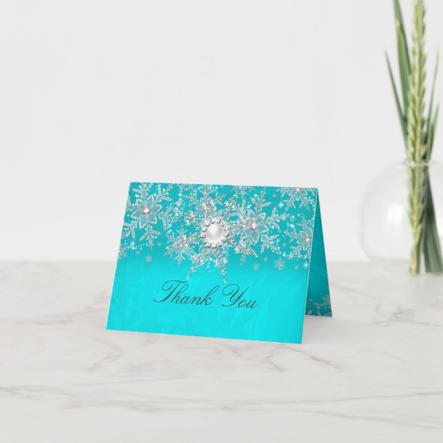 Carte de remerciement en cristal de turquoise perl (Devant)