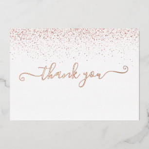 Carte de remerciement en écriture à paillettes dor