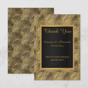 Carte de remerciement en feuille d'or noire botani