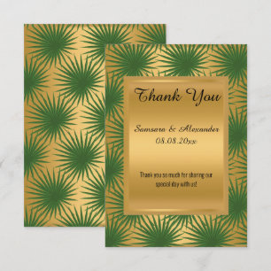 Carte de remerciement en métal doré et fougère ver