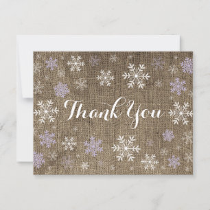 Carte de remerciement en toile de jute hivernale f