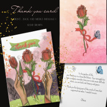 Carte de remerciement Encouragement Roses et Tulip