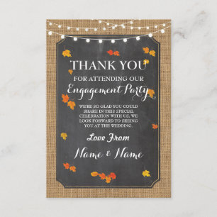 Carte de remerciement Engagement Mariage Feuilles 