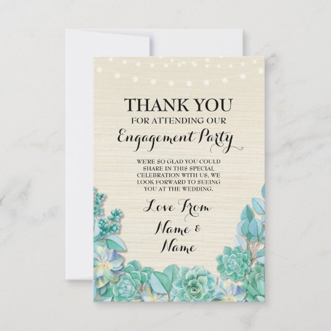 Carte de remerciement Engagement Mariage Succulent (Devant)