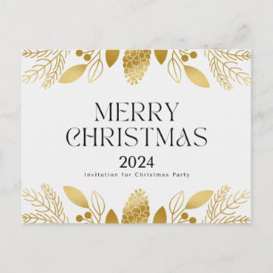 Carte de remerciement festive de Noël verte et dor