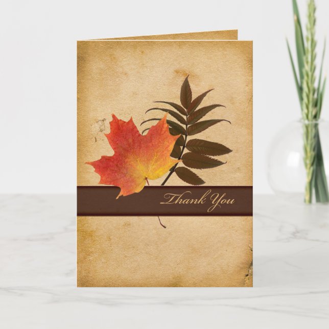 Carte de remerciement Feuilles d'automne sur papie (Devant)