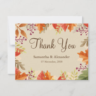 Carte de remerciement feuilles d'érable automne