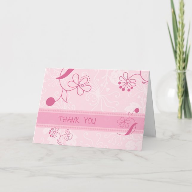 Carte de remerciement Fille aux fleurs avec fleurs (Devant)